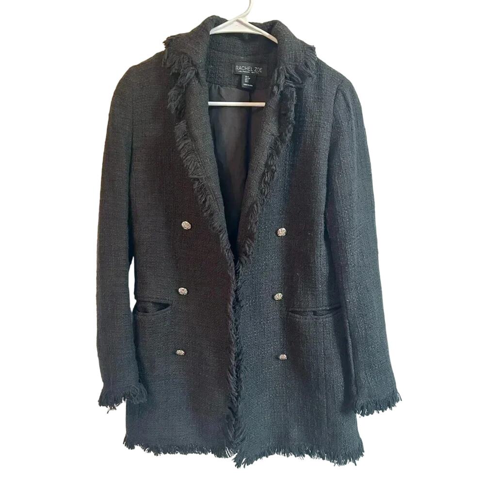 Rachel Zoe Black Tweed Coat Small